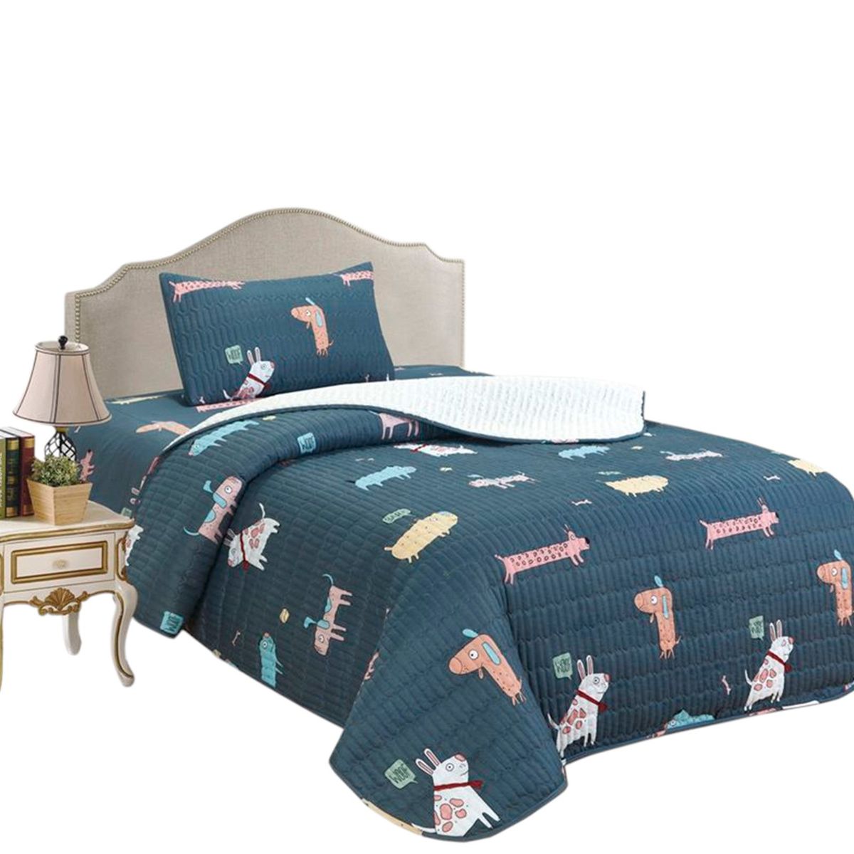 CASATEX - Set Cubrecama Delgado Tela con Reverso Cordero 1.5 Plz-C09