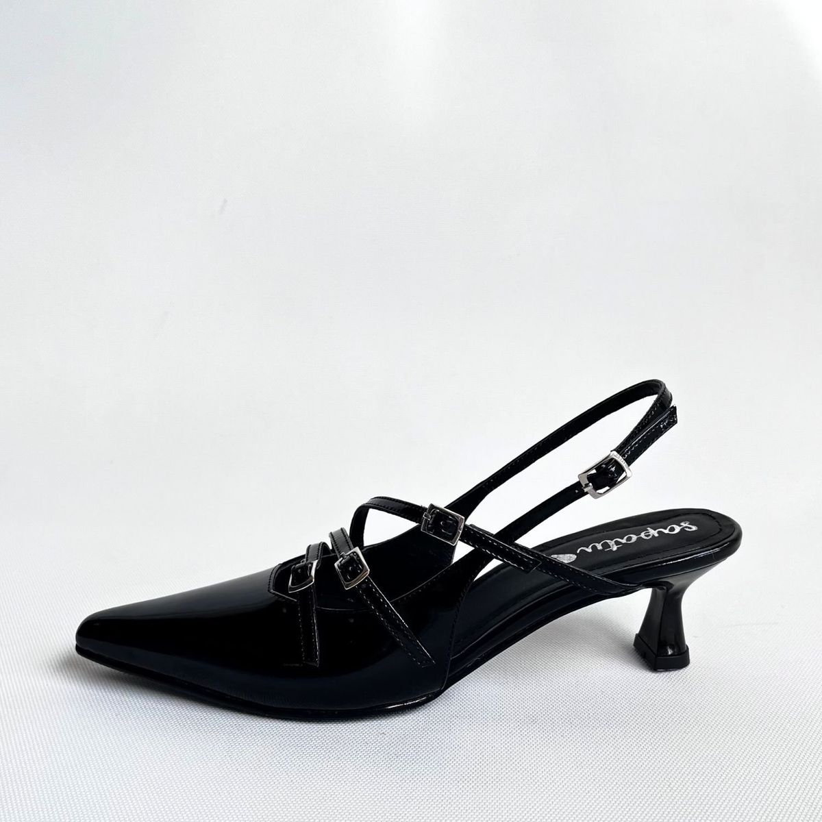 SAPATU - ZAPATO DE CUERO CHAROL MUJER MM SLINGBACK NEGRO