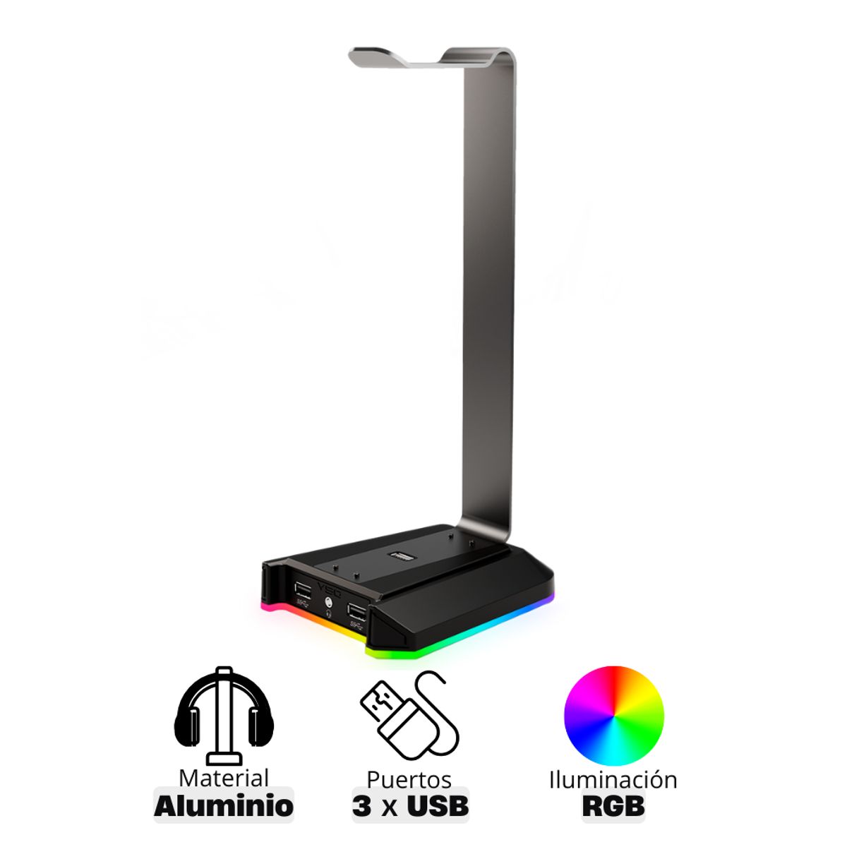 VSG - Soporte para audífono Atlas VSG iluminación RGB 3 x USB