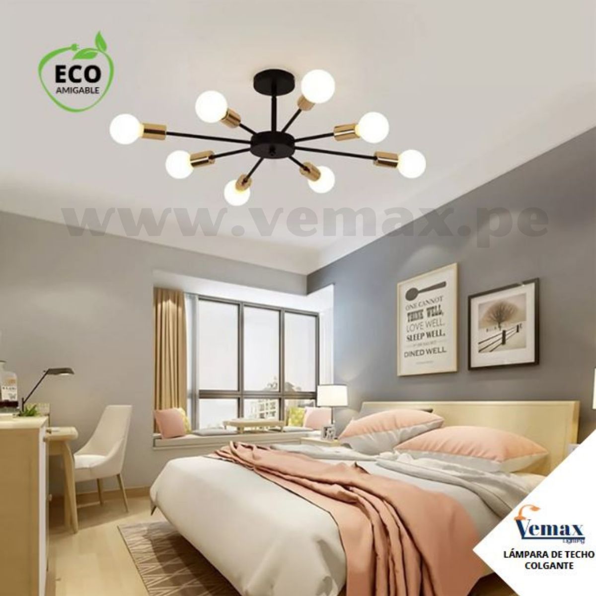 GENERICO - Lámpara Colgante Vintage Smuxi Dorado