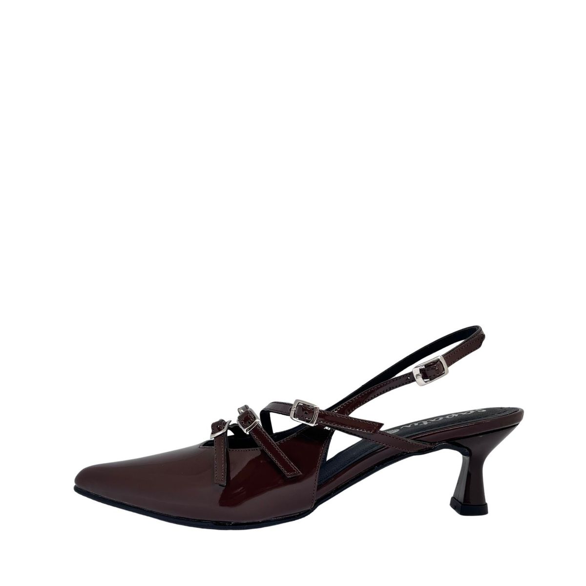SAPATU - ZAPATO DE CUERO CHAROL MUJER MM SLINGBACK MARRON CAFÉ
