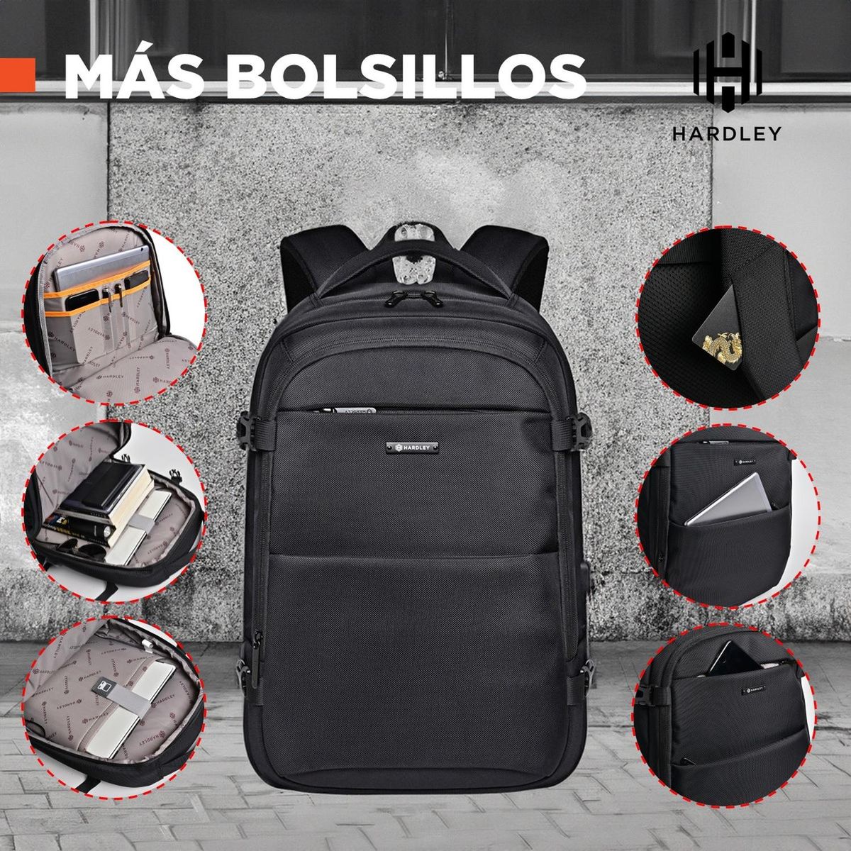 GENERICO - Mochila Hombre Viajera Portalaptop Oxford 28 Litros Hardley