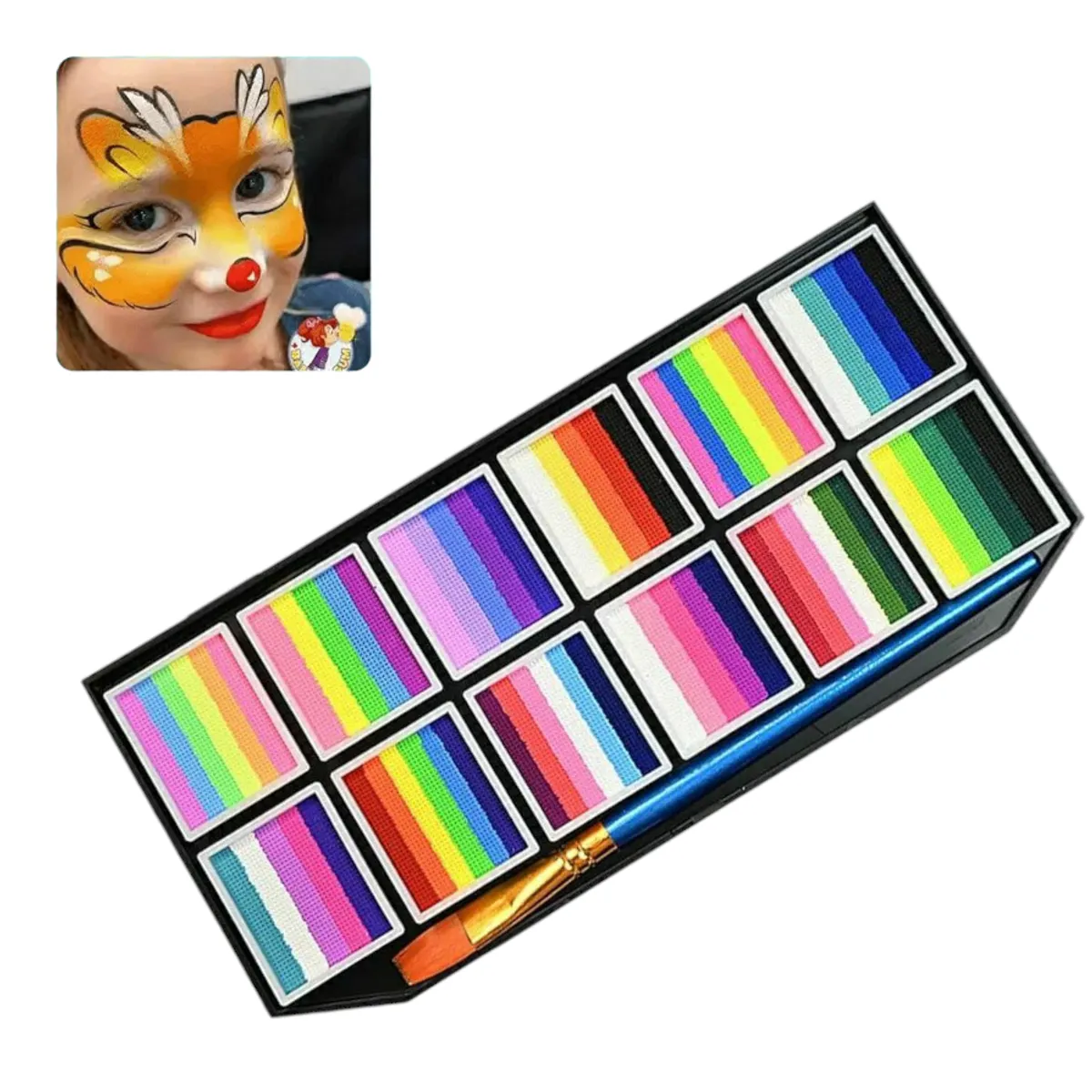 GENERICO - CARITAS PINTADAS MAQUILLAJE SET x12 CON PINCEL