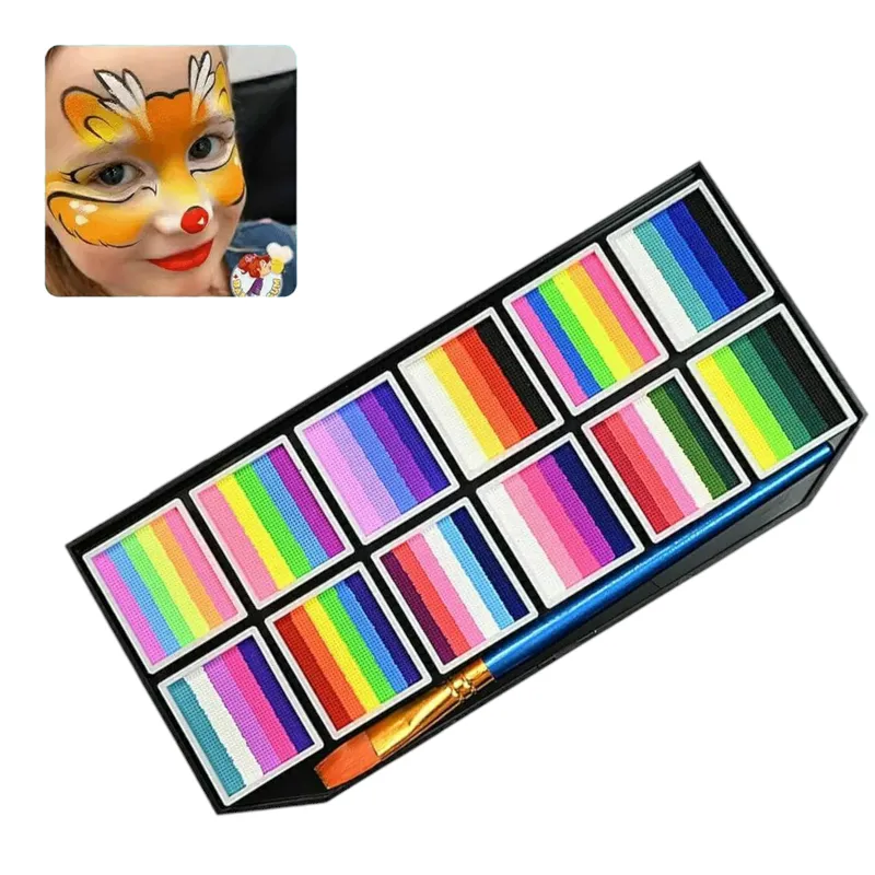 GENERICO - CARITAS PINTADAS MAQUILLAJE SET x12 CON PINCEL