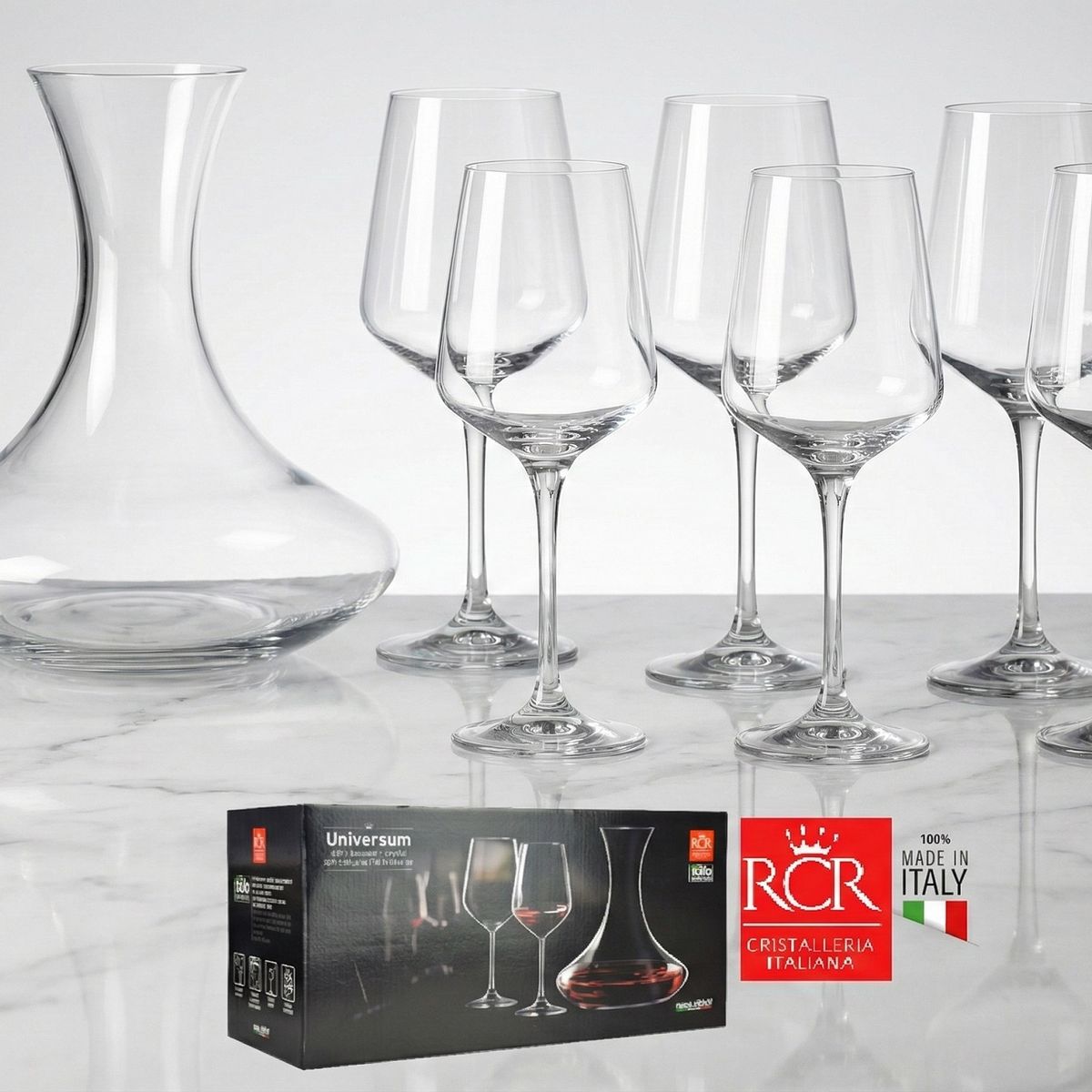 RCR - SET DE DECANTER X 07 ARIA UNIVERSUM- RCR - 100% Hecho en Italia