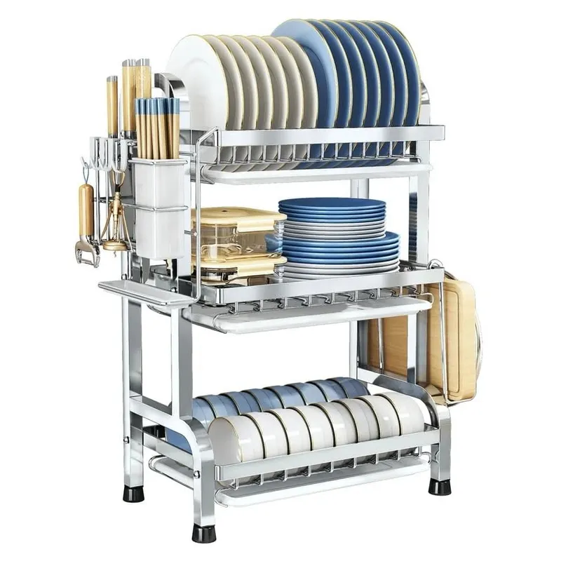 GENERICO - Escurridor platos en acero inoxidable de tres niveles