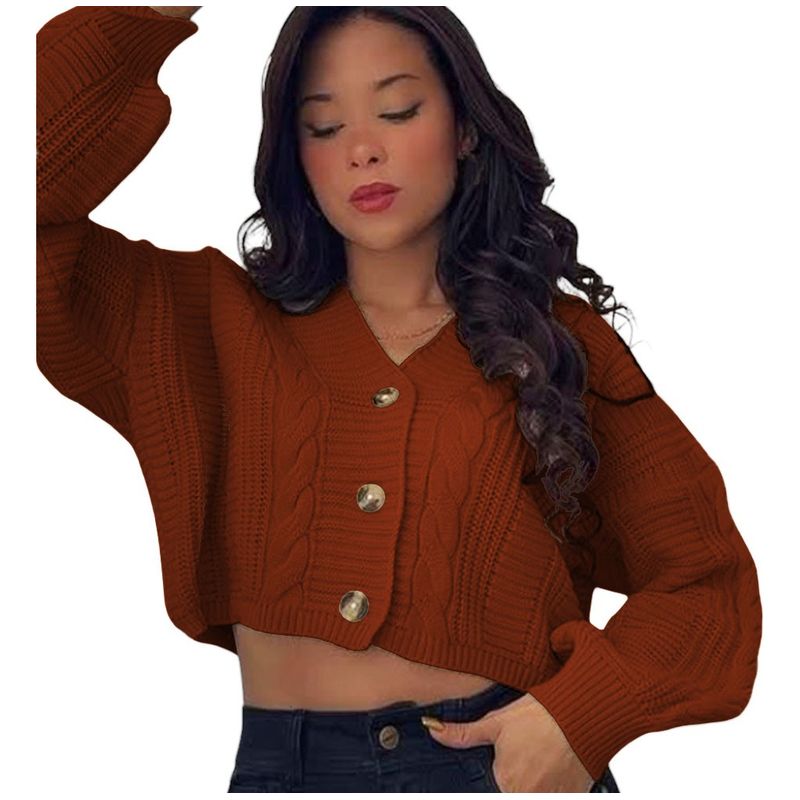 GENERICO - Chompa Mujer Hilo Trensa 359G-23 Color Camel