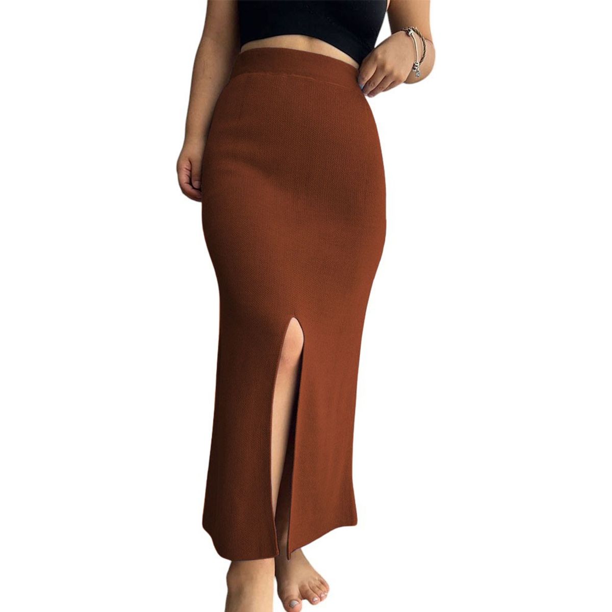 GENERICO - Falda En Hilo Miax Abertura 359G-25 Color Camel