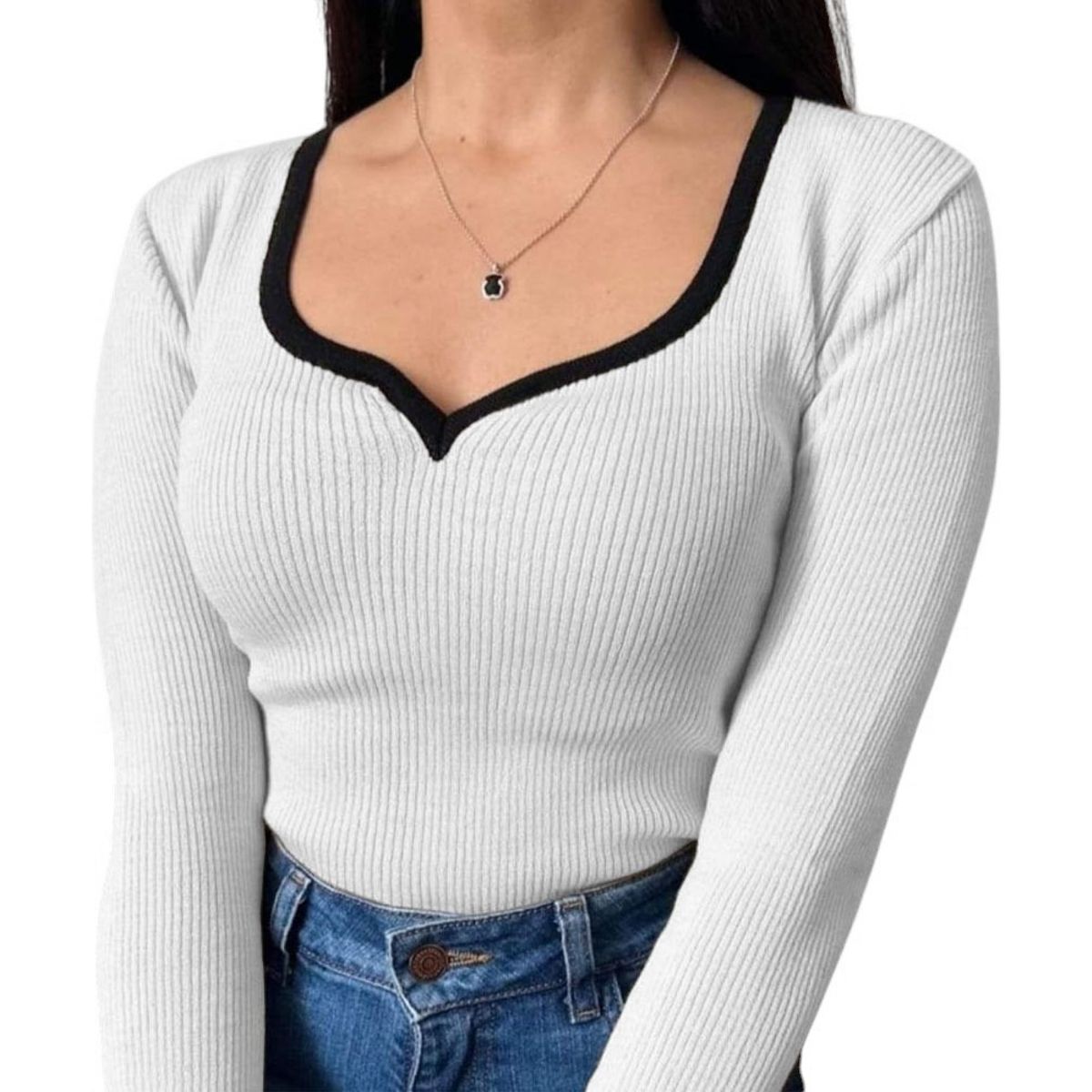 GENERICO - Sueter Mujer Hilo Americano Manga Larga 359G-18 Color Blanco