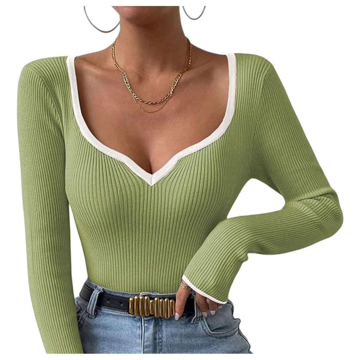 GENERICO - Sueter Mujer Hilo Americano Manga Larga 359G-18 Color Verde