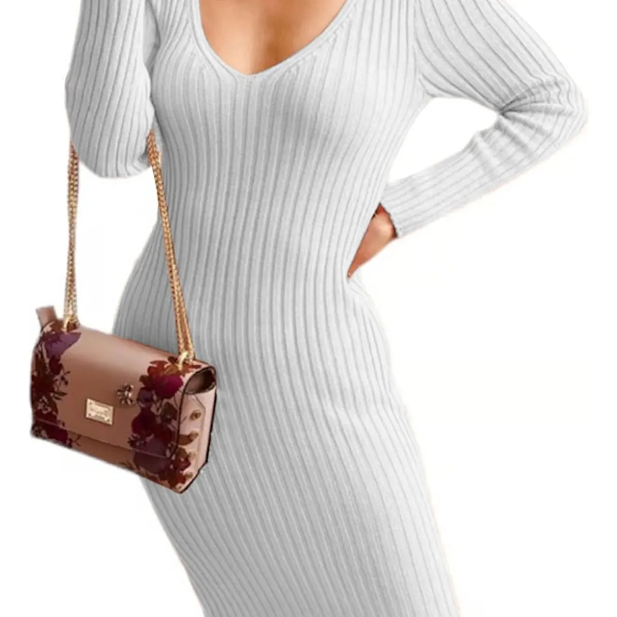 GENERICO - Vestido Hilo Americano Manga Larga 359G-17 Color Blanco