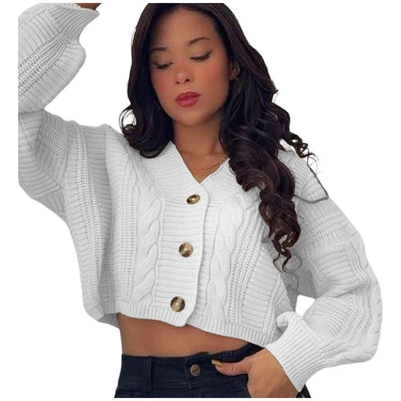 GENERICO - Chompa Mujer Hilo Trensa 359G-23 Color Perla