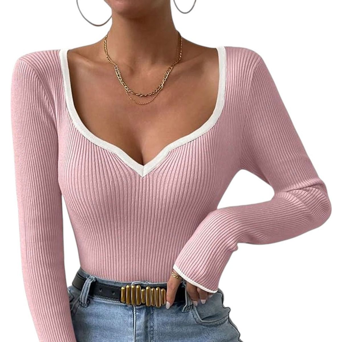 GENERICO - Sueter Mujer Hilo Americano Manga Larga 359G-18 Color Rosa