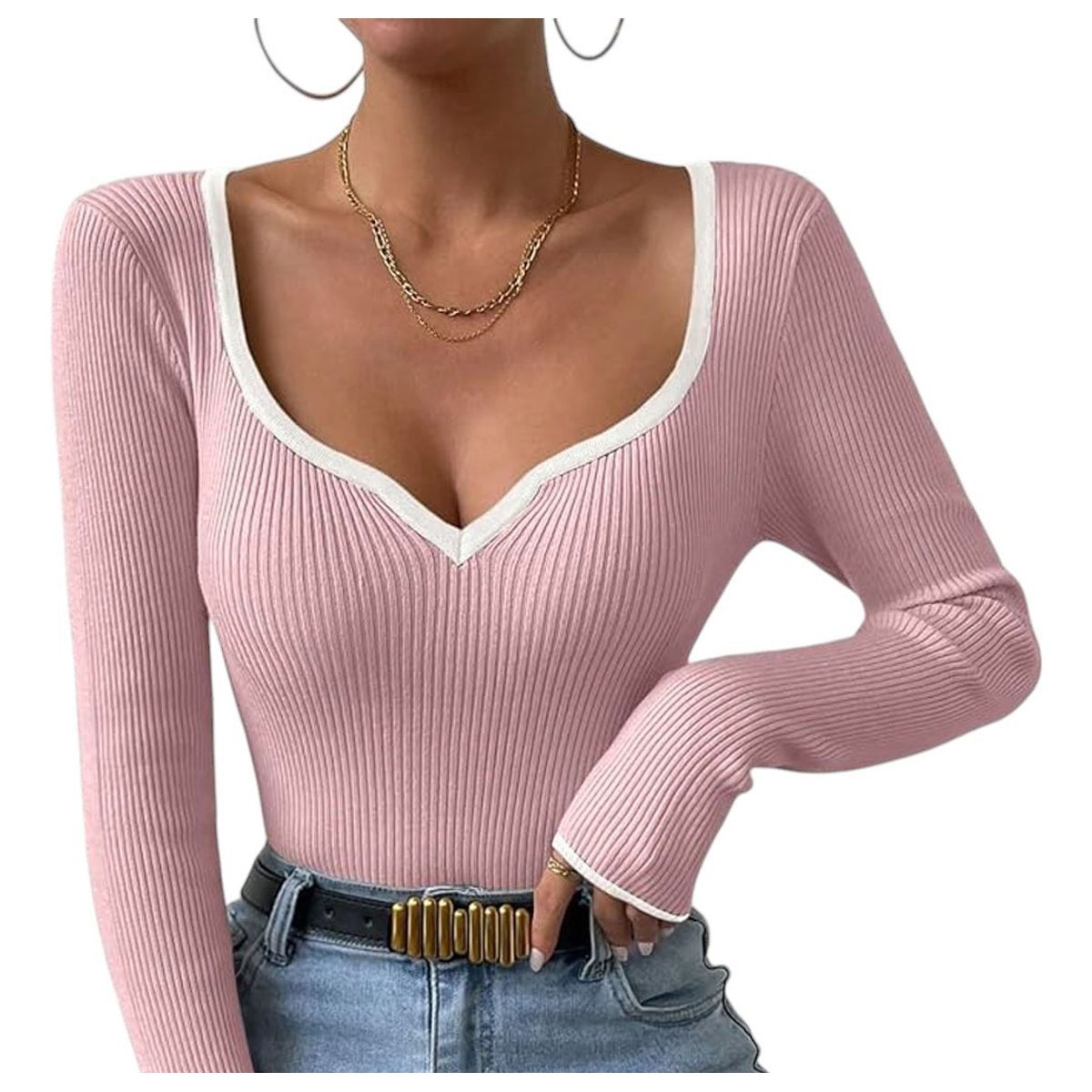GENERICO - Sueter Mujer Hilo Americano Manga Larga 359G-18 Color Rosa