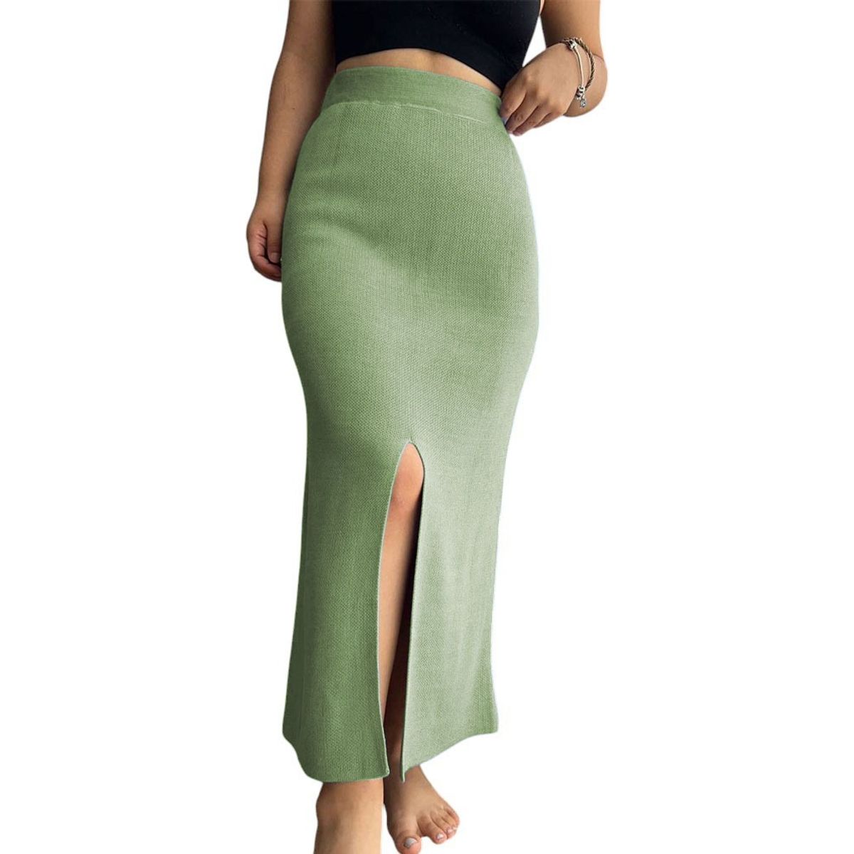 GENERICO - Falda En Hilo Miax Abertura 359G-25 Color Olivo