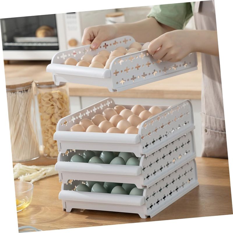 GENERICO - PORTA HUEVOS 4 BANDEJAS ORGANIZADOR DE 80 HUEVOS CONTENEDOR BLANCO