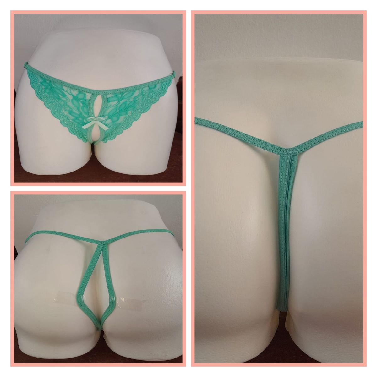 GENERICO - PANTY SEMI HILO SEXY DE ENCAJE Y ALGODON TALLA UNICA