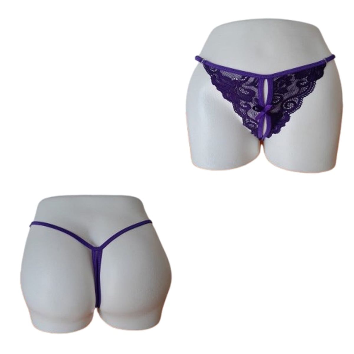 GENERICO - PANTY SEMI HILO SEXY DE ENCAJE Y ALGODON TALLA UNICA