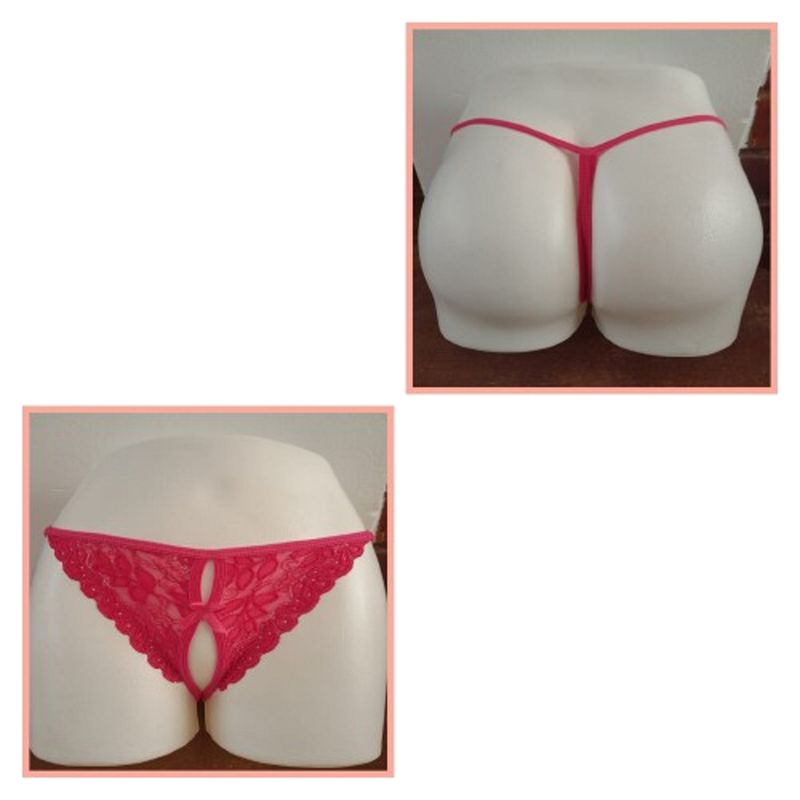 GENERICO - PANTY SEMI HILO SEXY DE ENCAJE Y ALGODON TALLA UNICA
