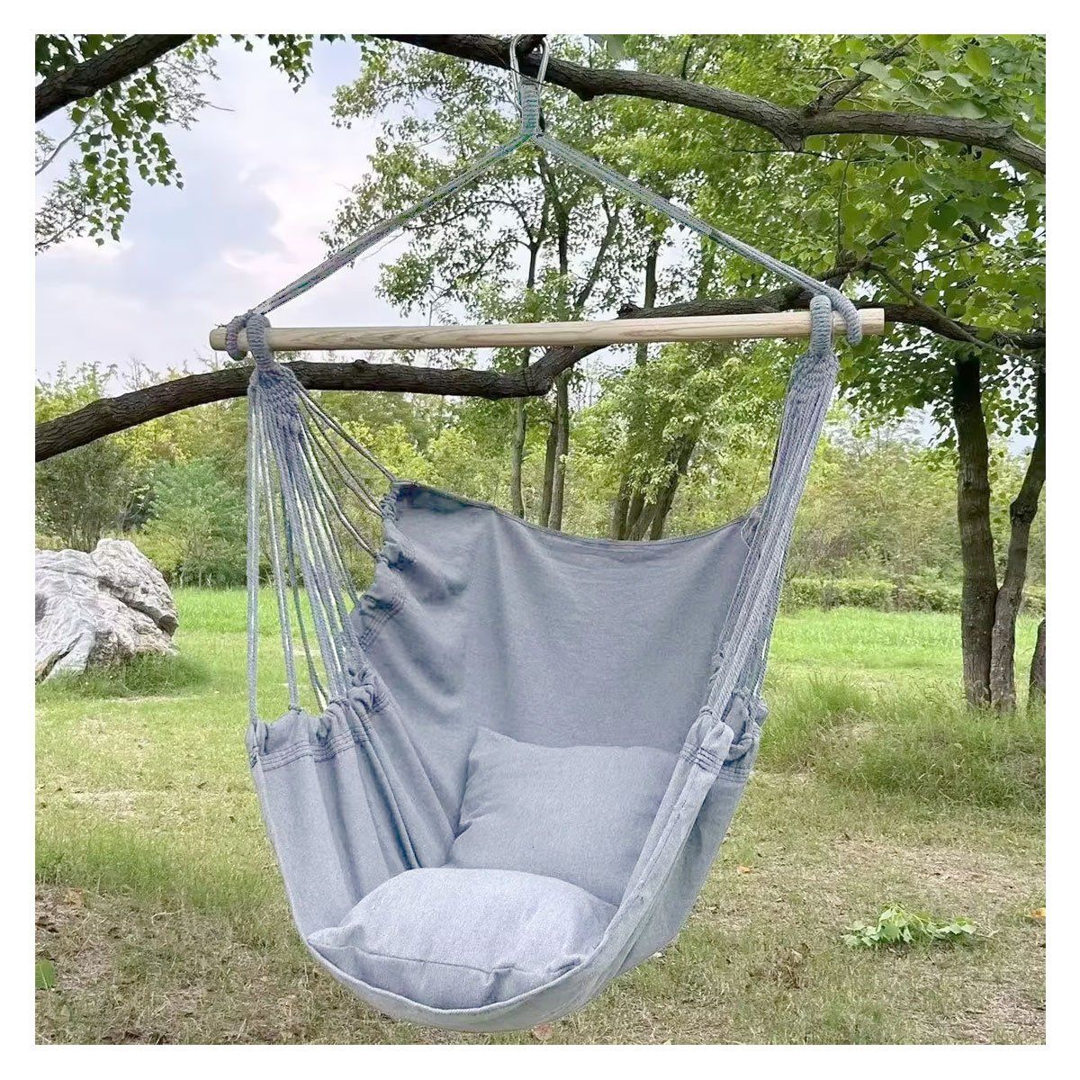 GENERICO - Hamaca Silla Acolchonada Colgante Gris130cm x 100cm