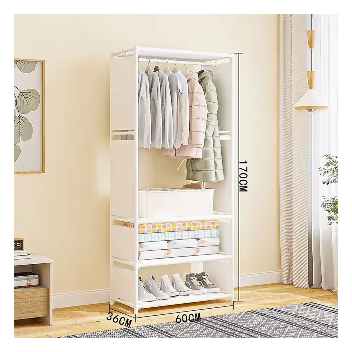 GRETAIL - Ropero Armario Closet Perchero Organizador Ropa 1 Cuerpos Blanco 3054