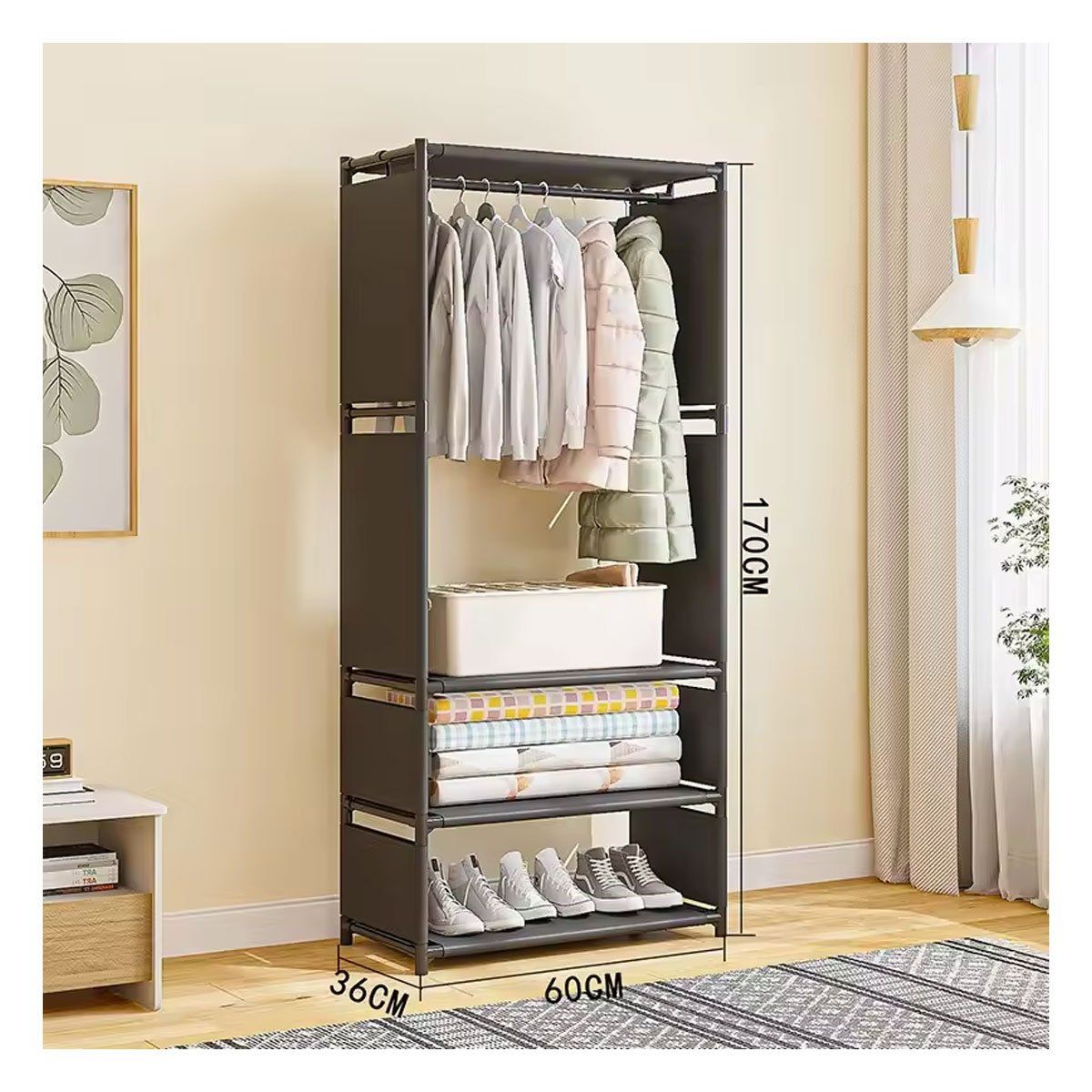 GRETAIL - Ropero Armario Closet Perchero Organizador Ropa 1 Cuerpos Negro 3054