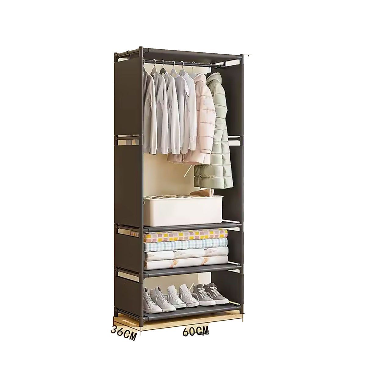 GRETAIL - Ropero Armario Closet Perchero Organizador Ropa 1 Cuerpos Negro 3054