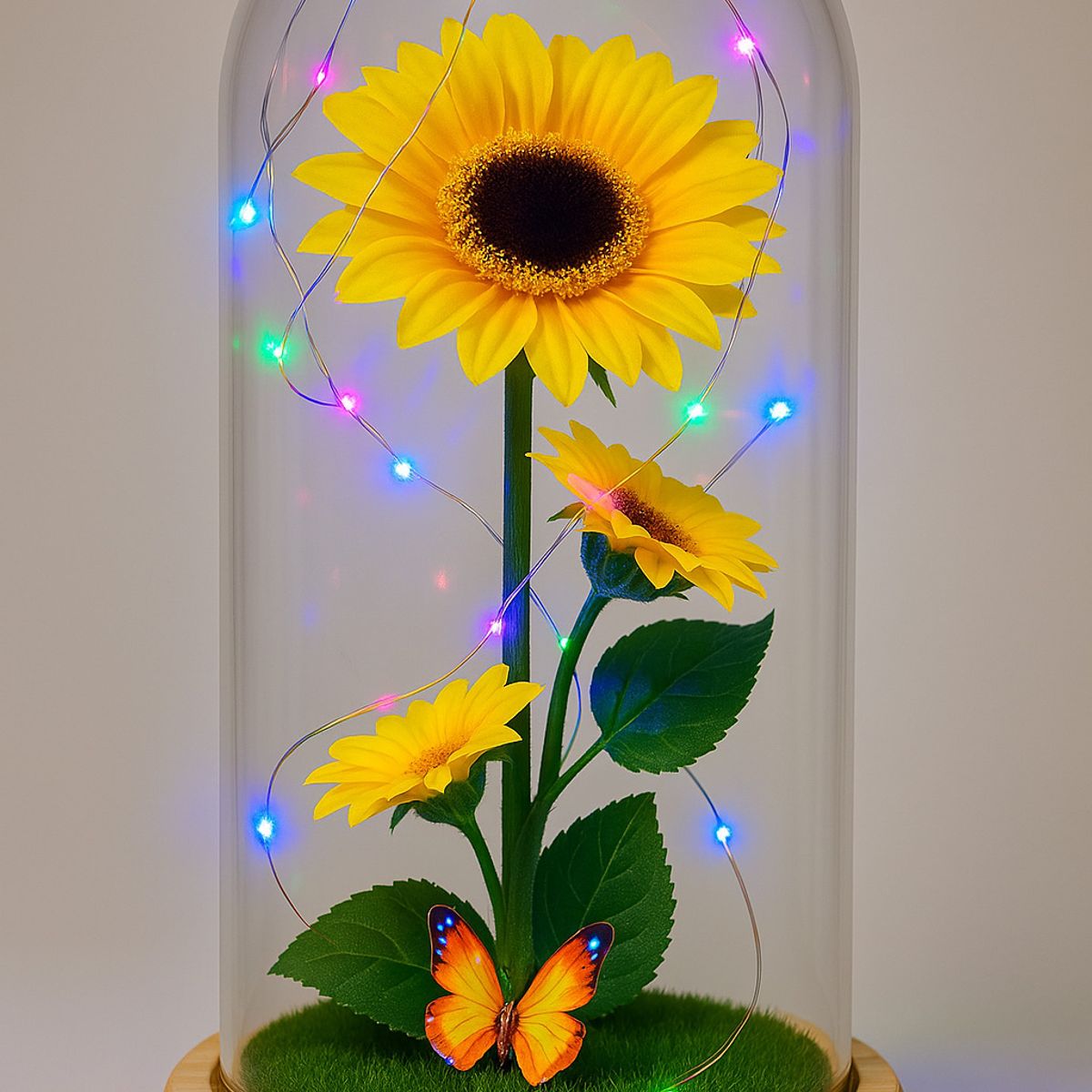 GENERICO - Ramo de Girasoles Eternos en Cúpula Acrílica