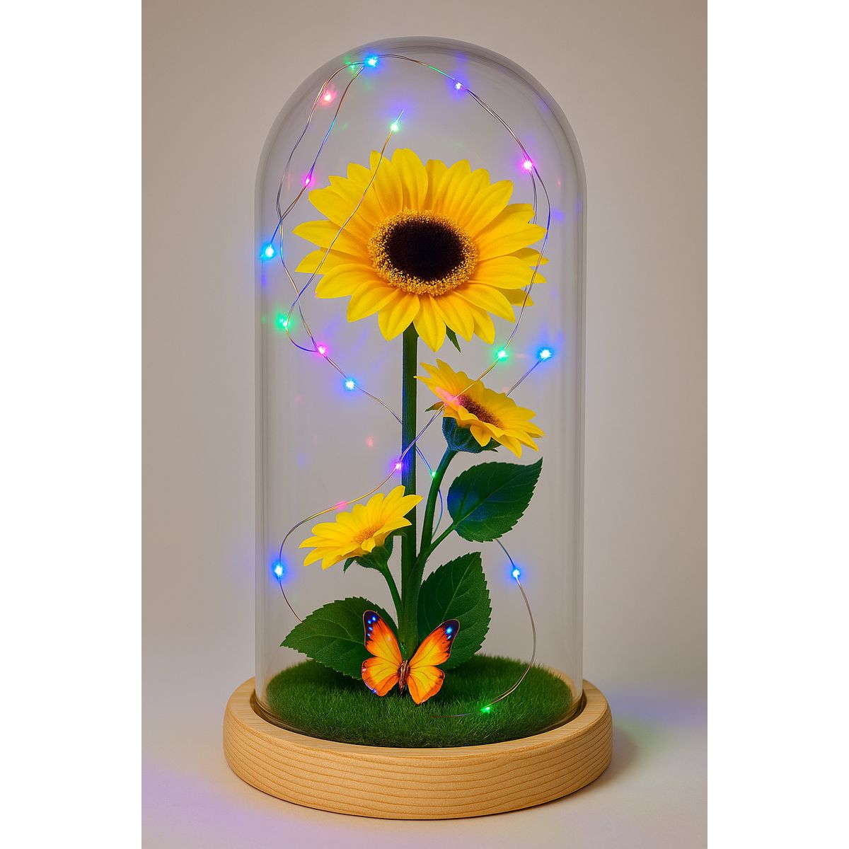 GENERICO - Ramo de Girasoles Eternos en Cúpula Acrílica