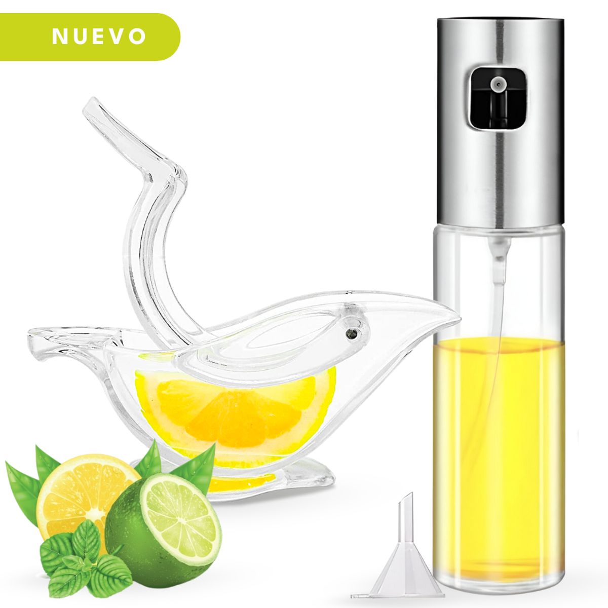 MINARI - Aceitero Spray Dispensador de Aceite + Exprimidor de limon SAE54