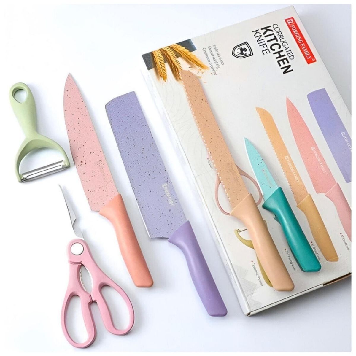 MINARI - Set de Cuchillos de Cocina 6pcs Color Pastel CM12