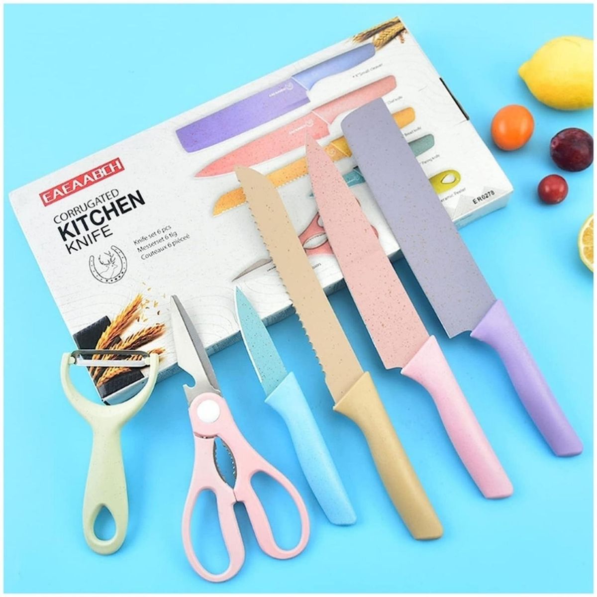 MINARI - Set de Cuchillos de Cocina 6pcs Color Pastel CM12