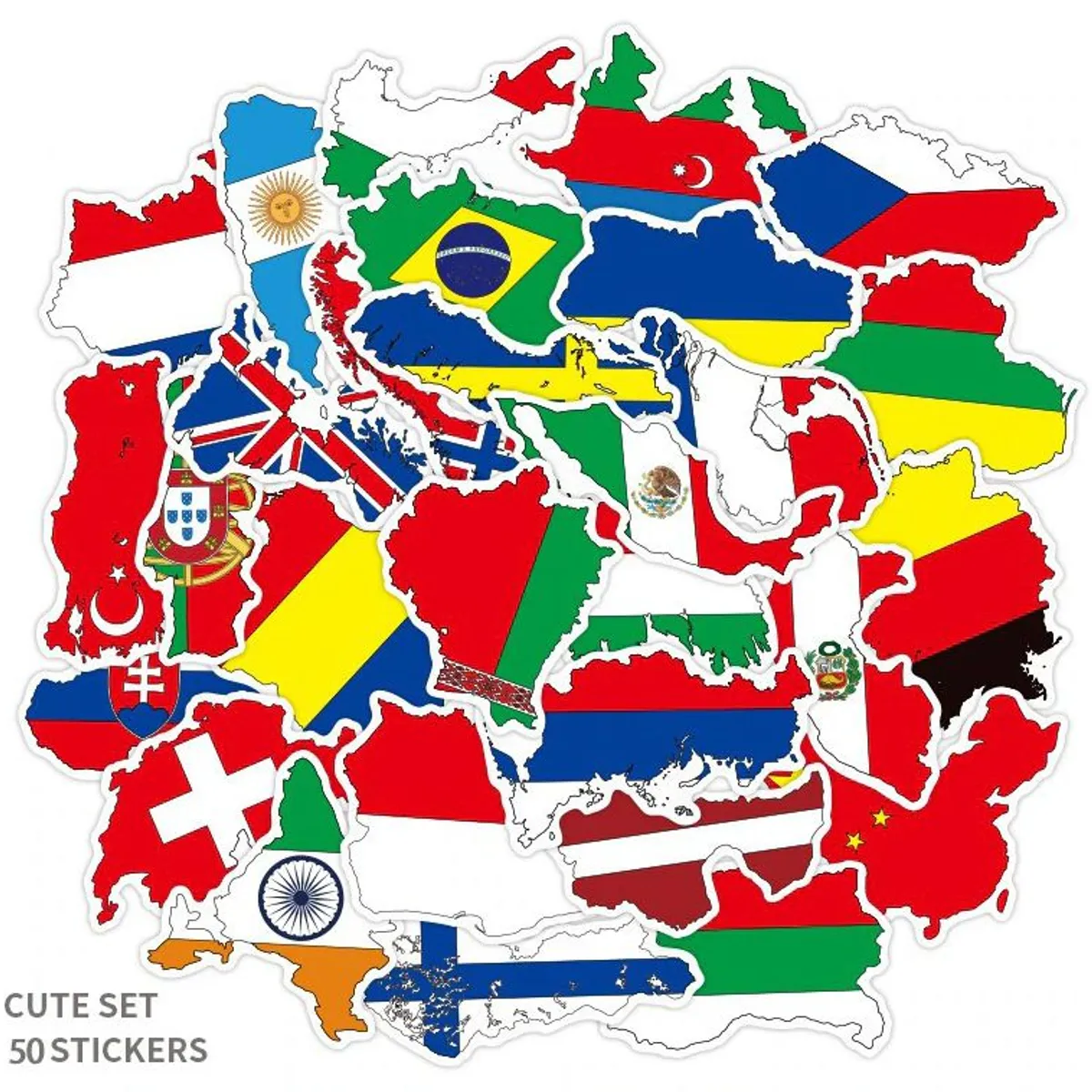 GENERICO - pack 50 stickers banderas paises impermeables