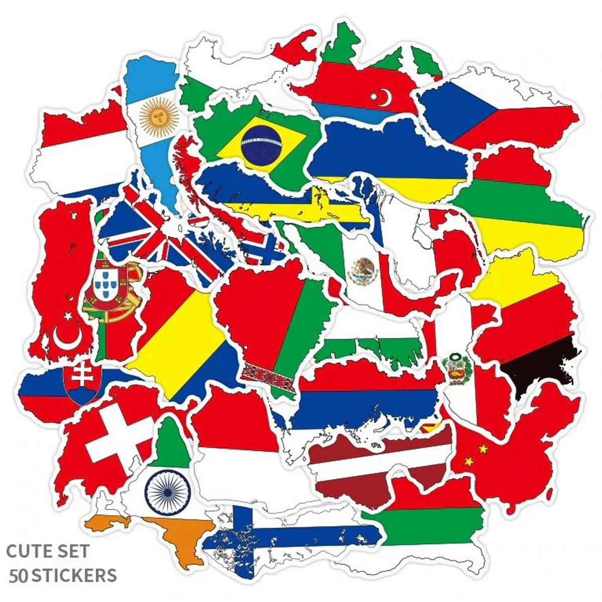 GENERICO - pack 50 stickers banderas paises impermeables