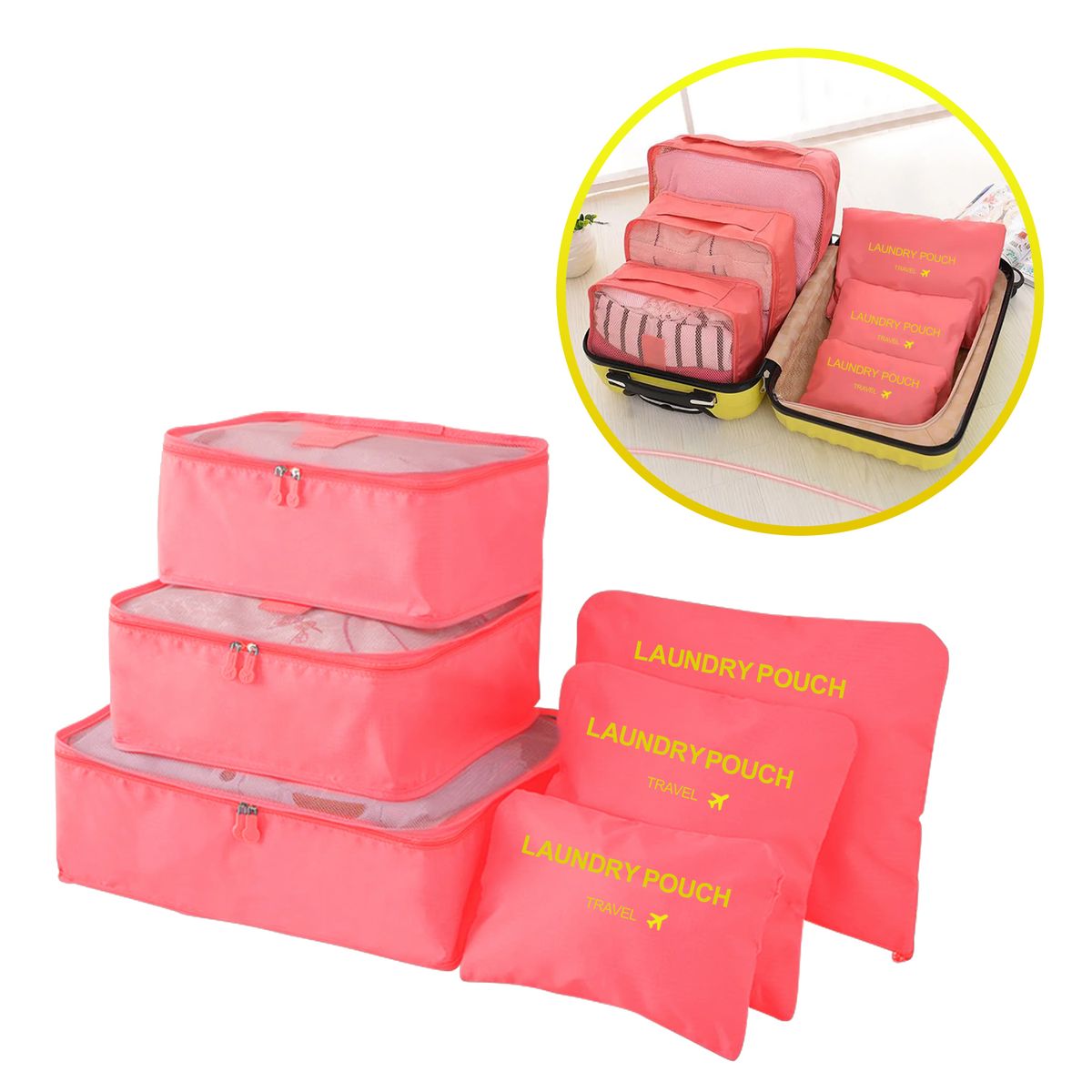 BUYPAL - Organizadores para Viaje 6 en 1 Bolsas y Cartucheras Rosado