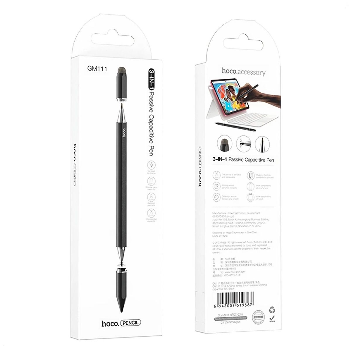 HOCO - Lápiz Tactil Pen Touch 3 En 1 Hoco Gm111 Capacitivo