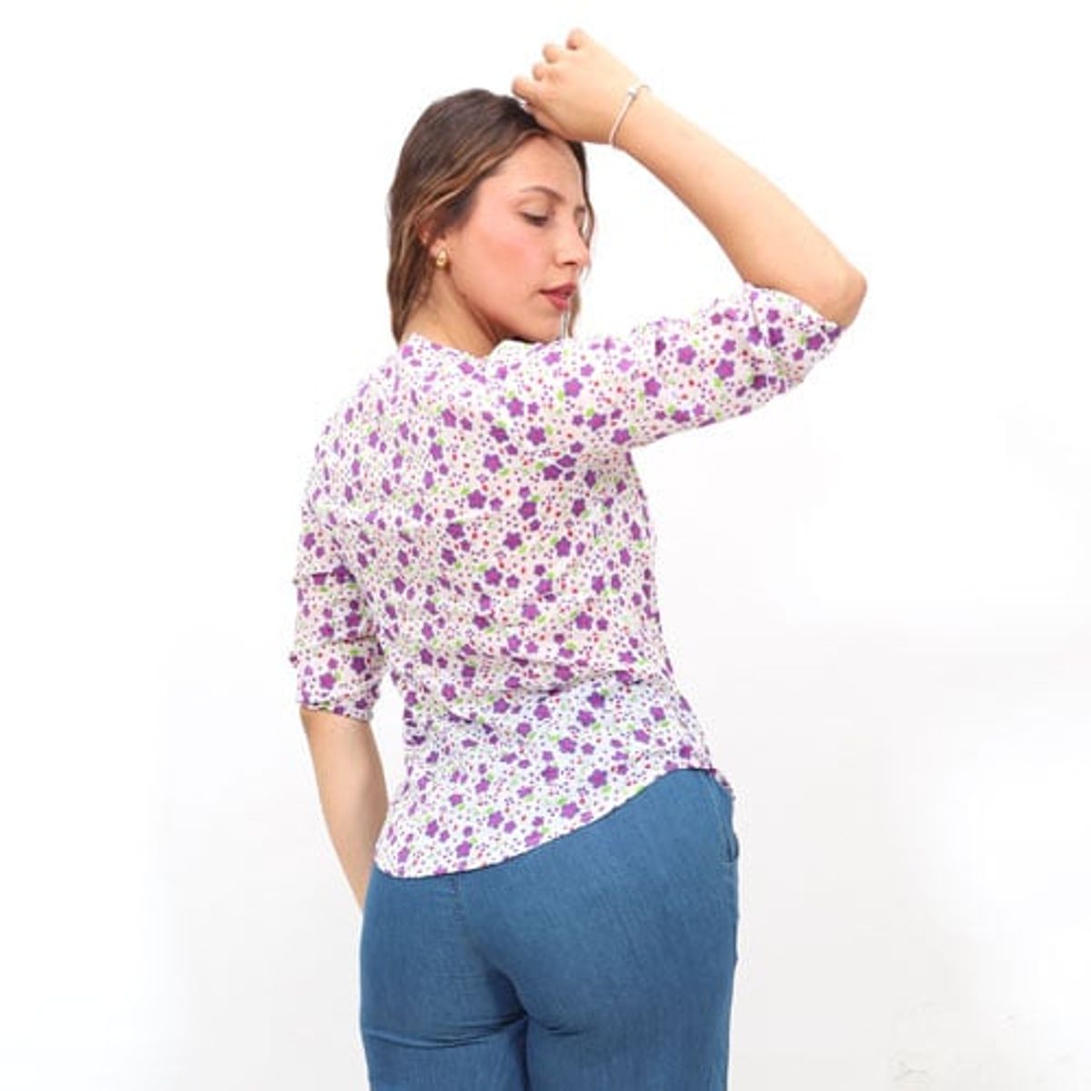 BOABLANCA - Blusa 100% algodón peruano Manga 34 Tallas S a XL