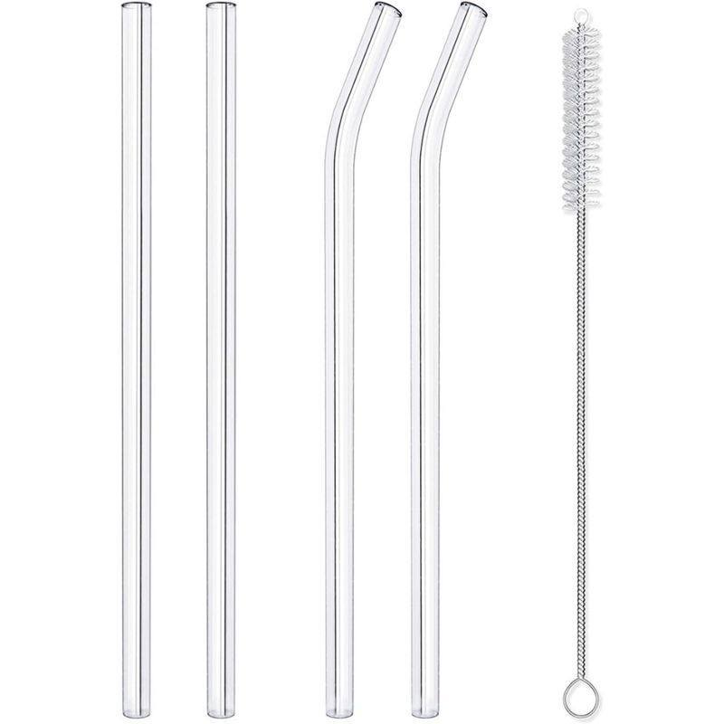 GENERICO - Set Premium de 4 Sorbetes o Cañitas de Borosilicato Reutilizables