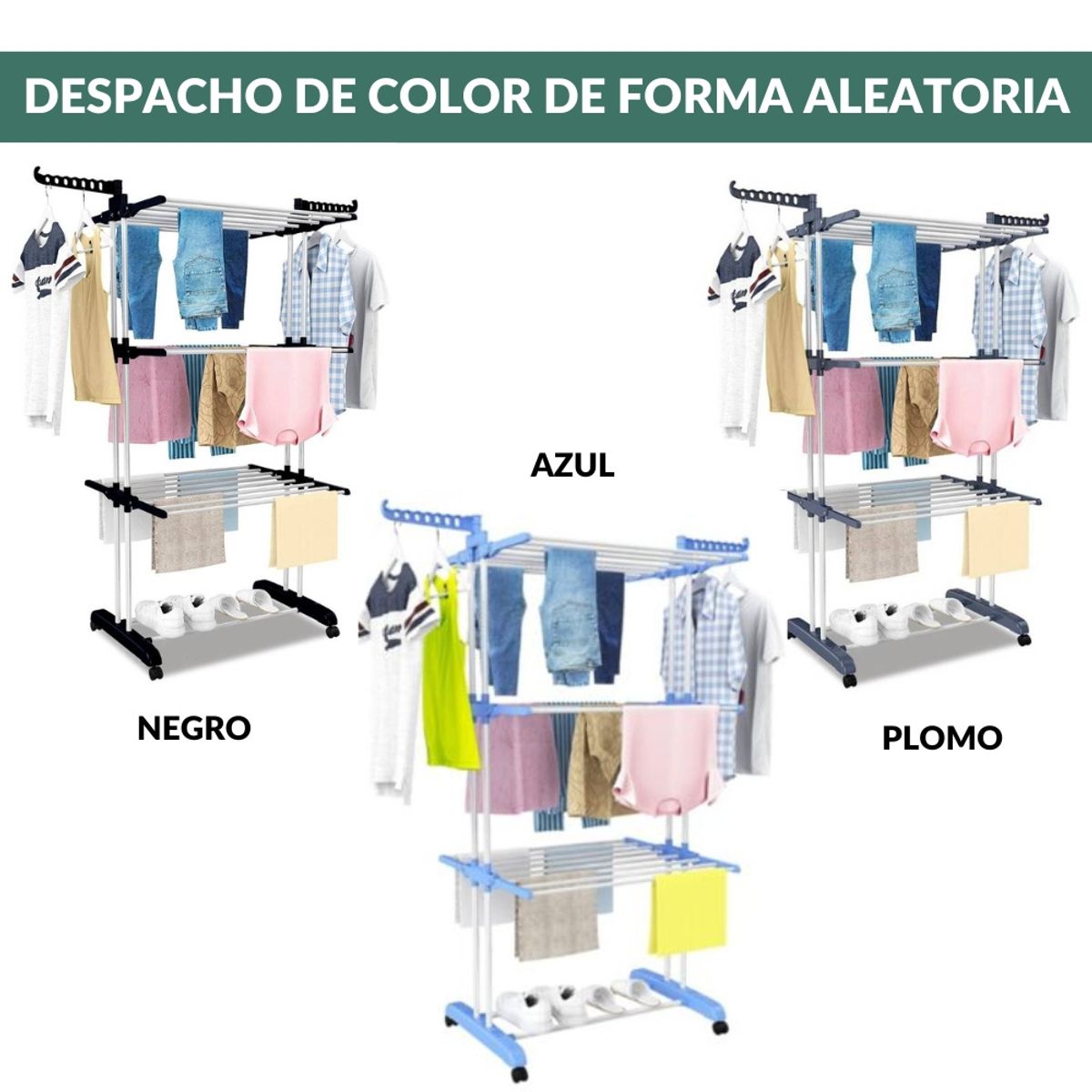 MINARI - Tendedero Ropa Colgador Organizador 50T - Color Aleatorio