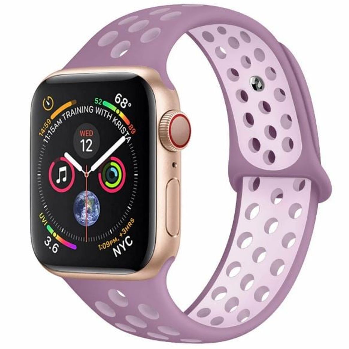 GENERICO - CORREA SILICON MORADO 38 MM + BUMPER PARA APPLE WATCH TRANSPARENTE
