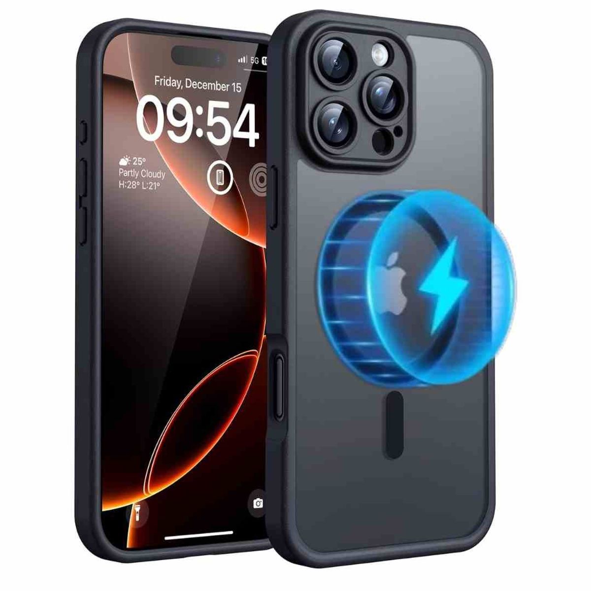 GENERICO - Case Magsafe Mate c/ Prot Cam  Para iPhone 16 pro - Color Negro