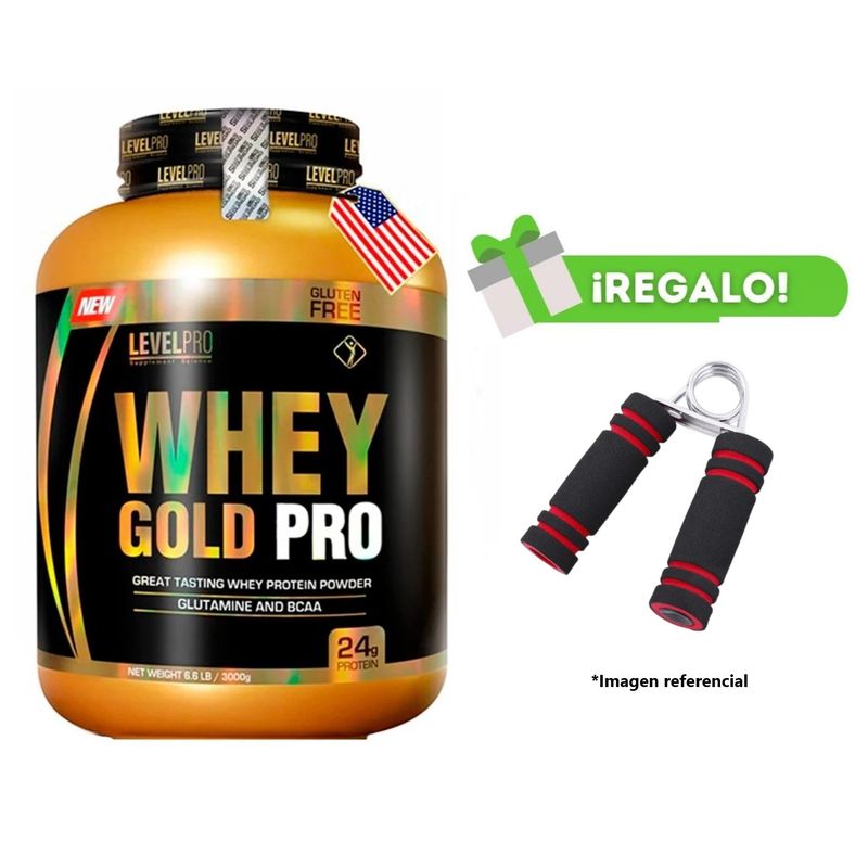 LEVEL PRO - Proteina Whey Gold LevelPro 6 6LB 3kg Cookies&Cream + Hand Grip
