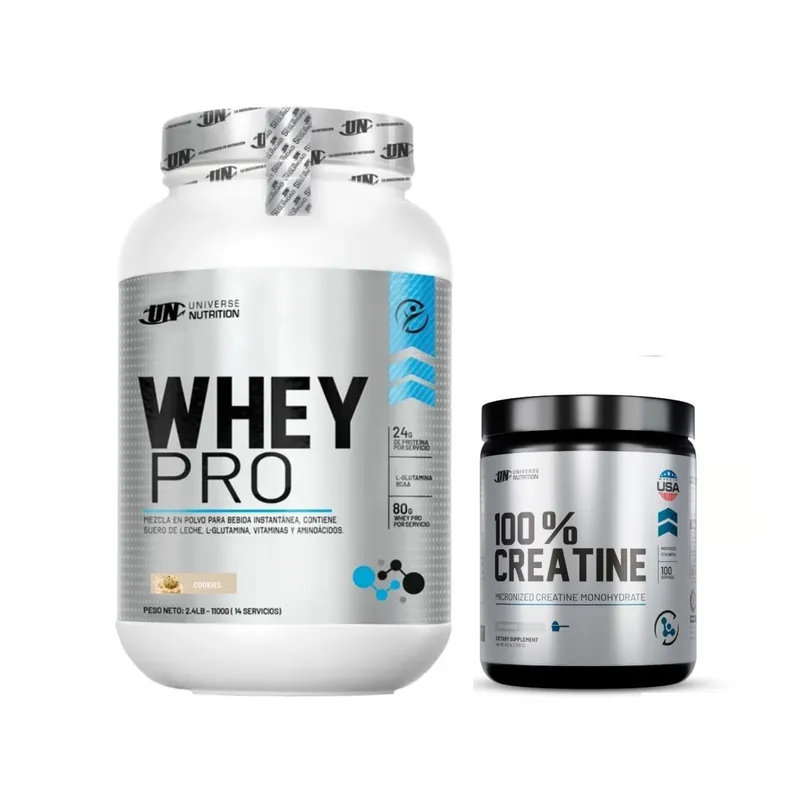 UNIVERSE NUTRITION - PROTEÍNA WHEY PRO 1.1 KG COOKIES + CREATINA UNIVERSE NUTRITION