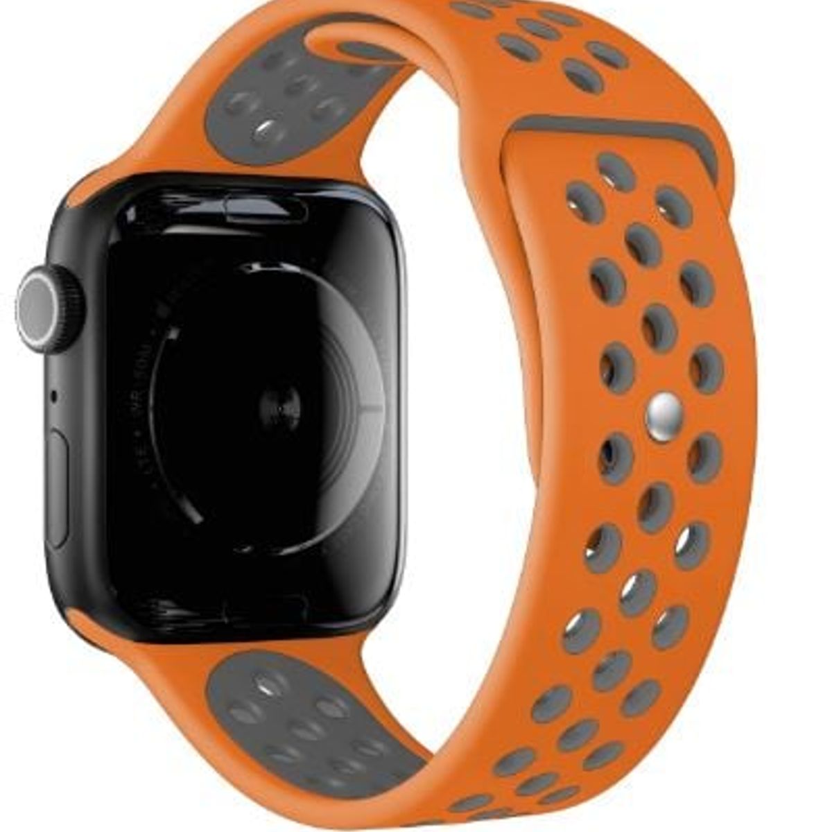 GENERICO - CORREA SILICON NARANJA 38 MM + BUMPER PARA APPLE WATCH TRANSPARENTE