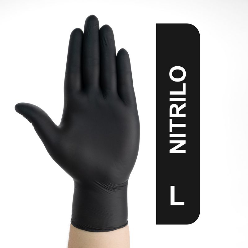 GENERICO - Guantes De Nitrilo Descartables Negros Talla L Caja 100 UND