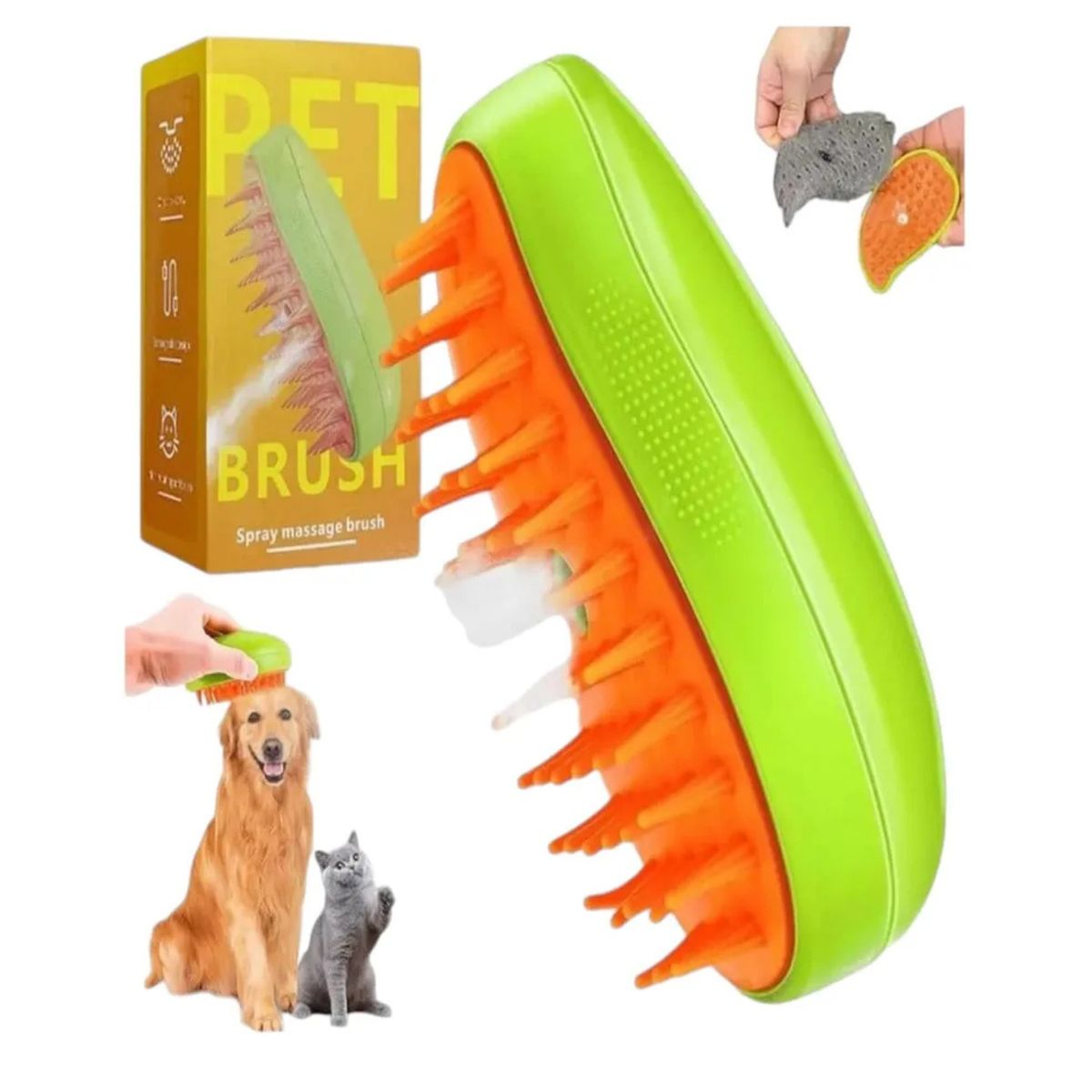 GENERICO - Cepillo a Vapor para Mascotas ¡Pelaje Limpio y Suave