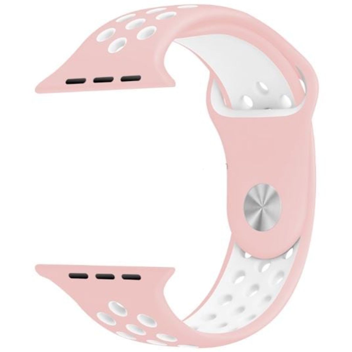 GENERICO - CORREA SILICON ROSADO/BLANCO 38 MM + BUMPER PARA APPLE WATCH TRANSPARENTE