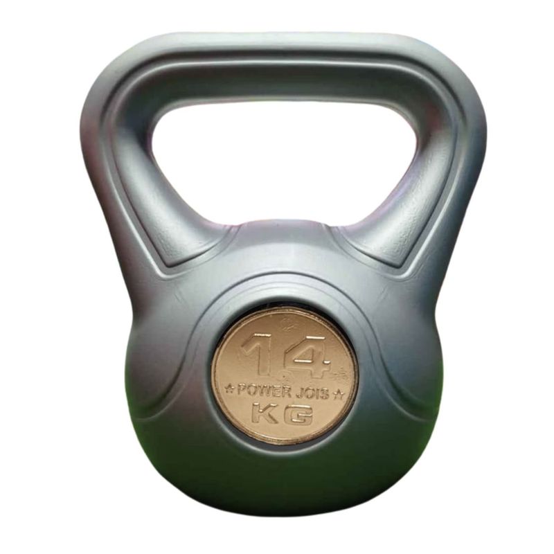 GENERICO - Pesa Rusa o Kettlebell Fitness Deporte -14 kg pvc Color  Plomo