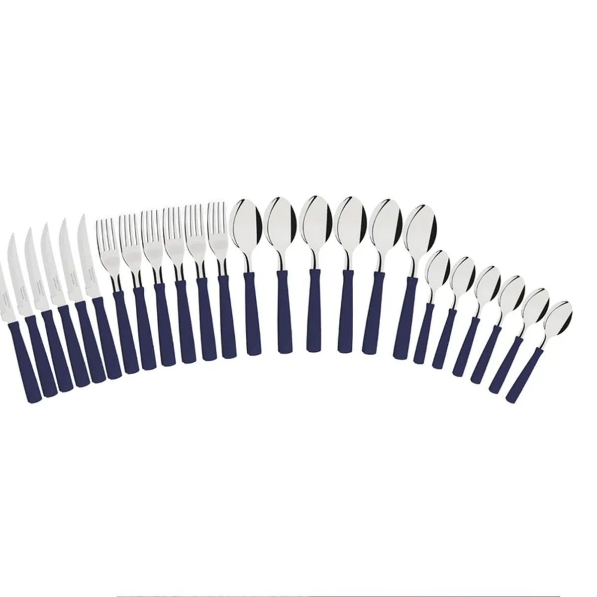 TRAMONTINA - Juego Cubiertos X 24 Piezas New Kolor Mango azul