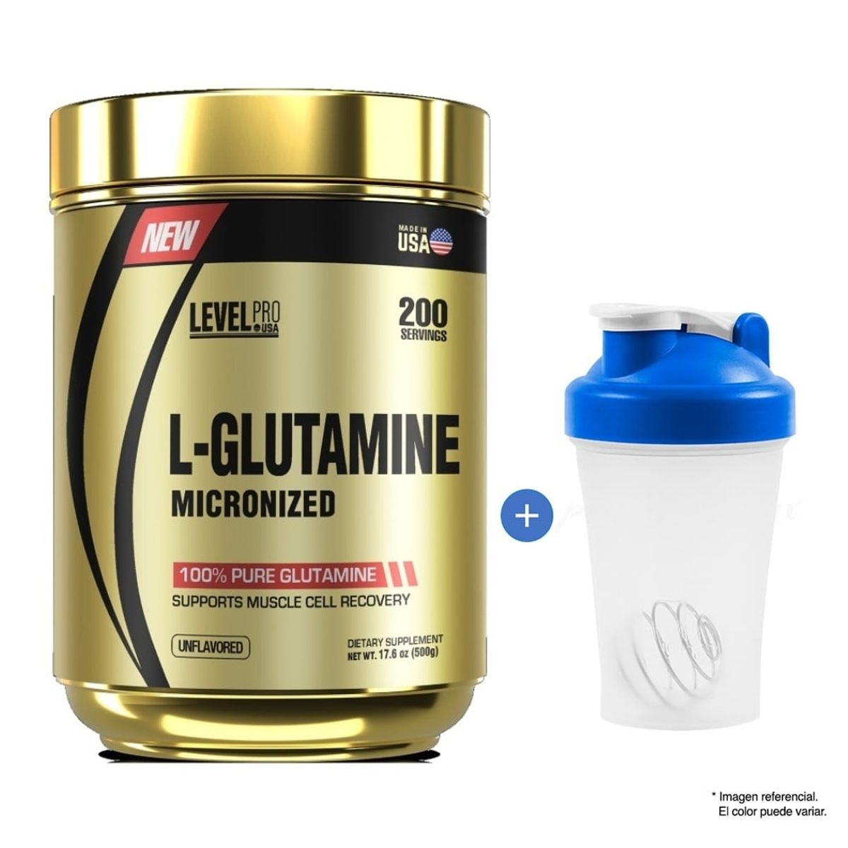 LEVEL PRO - Level Pro Glutamina Glutapure 500 gr + Shaker